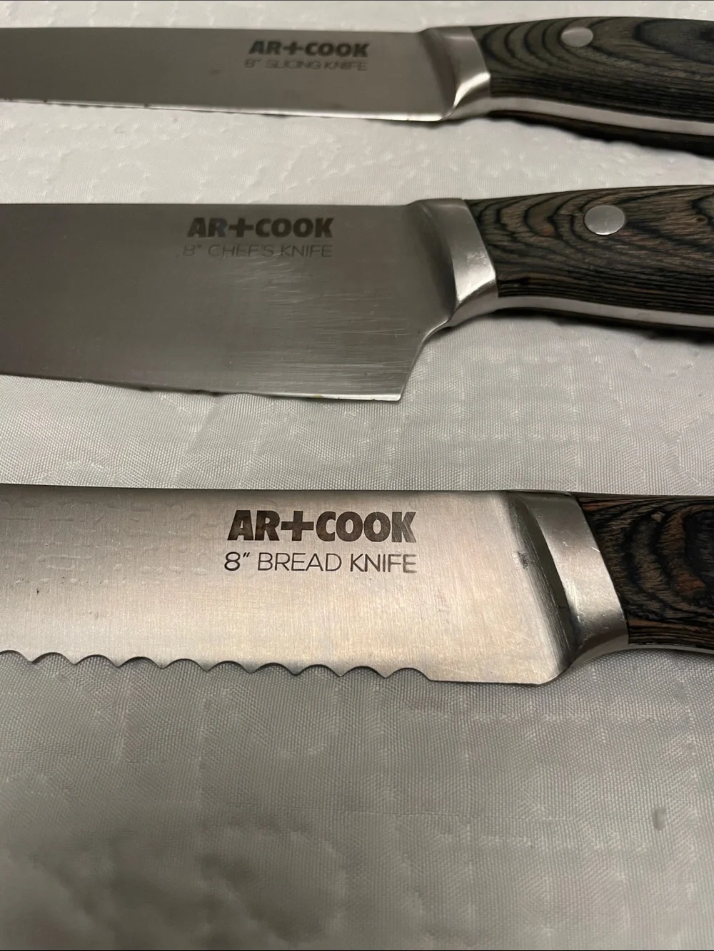 AR+COOK High Carbon Stainless Steel Kitchen Knife Set of 5 Ash Wood Handles